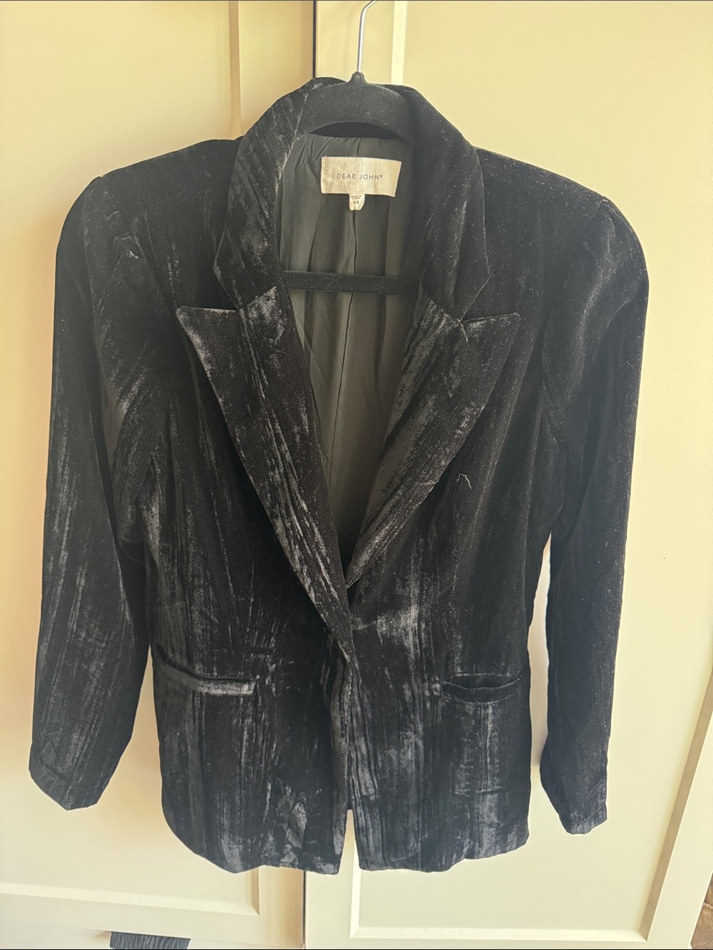 Dear John Black Crushed Velvet Blazer